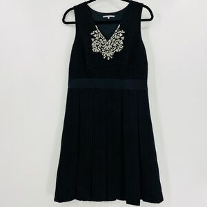 Demoiselle Holiday Christmas Party Wednesday Vibe Black Pleated Dress Size 10